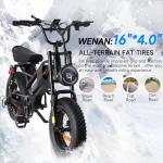 Spacewalk Small Electric Bike,16" Fat Tire Ebike,Compact Design,More Suitable for Riders Under 5'2", and Teenagers with 750W Brushless Motor, 21.7MPH with Removable 48V/15AH Battery,-Black