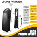 48V Lithium Ebike Battery, 12Ah/16Ah/20Ah, w/ 30A BMS, for Electric Bicycles & E-Motorcycles(100W-1500W), Includes 2A Charger XT60 Connector (48V12AH (with Charger))