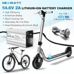 Hexwatt 54.6V 2A Charger for 48V Lithium-ion Battery ebike Electric Bike Electric Scooter Hoverboard Battery Charger Replacement with 6 Connectors