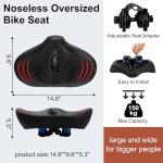 Upgrade Oversize Bike Seat for Men Women, Extra Wide Noseless Bicycle Seat Cushion, Waterproof Comfort Memory Foam Bike Saddle Fit for Peloton Bikes, Exercise Bike, EBikes, City Bike