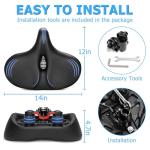 CDYWD Oversized Bike Seat for Men & Women Comfort, Extra Wide Bicycle Seat Cushion, Comfortable Wing Padded, Large Replacement Saddle for Peloton, Stationary Exercise Bike, Ebike, Cruiser, City Bike