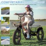 MOONCOOL Electric Tricycle for Adults, 20" x 4" Fat Tire Electric Trike, 48V 500W Motorized Electric Bicycle Bikes, 3 Wheels 7 Speed Ebike with Removable Battery, Aluminum Frame & Large Basket