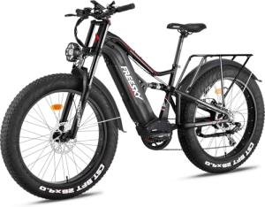 FREESKY Swift Horse Pro 2025 Electric Bike with 2000W BAFANG Motor, 48V 30Ah Battery, 26" Fat Tires, Up to 35MPH &120-Mile Range, Full Suspension Mountain EBike for Adults, Rear Rack &Full Fenders