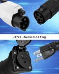 BOQNZN J1772 to NEMA 5-15 Plug, EV Conversion Socket for E-Bike Scooter One Wheel