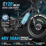 FREESKY Swift Horse Pro 2025 Electric Bike with 2000W BAFANG Motor, 48V 30Ah Battery, 26" Fat Tires, Up to 35MPH &120-Mile Range, Full Suspension Mountain EBike for Adults, Rear Rack &Full Fenders