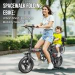 Spacewalk Folding Ebikes for Adults - H5-pro with 500W Motor, 48V Battery, 15 MPH, 37 Miles PAS Range, Rear Seat, 14" Foldable Electric Bikes for Adults/Teens