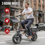 Spacewalk Folding Ebikes for Adults - H5-pro with 500W Motor, 48V Battery, 15 MPH, 37 Miles PAS Range, Rear Seat, 14" Foldable Electric Bikes for Adults/Teens