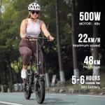 Spacewalk Folding Ebikes for Adults - H5-pro with 500W Motor, 48V Battery, 15 MPH, 37 Miles PAS Range, Rear Seat, 14" Foldable Electric Bikes for Adults/Teens