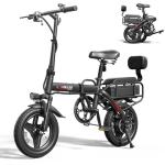Spacewalk Folding Ebikes for Adults - H5-pro with 500W Motor, 48V Battery, 15 MPH, 37 Miles PAS Range, Rear Seat, 14" Foldable Electric Bikes for Adults/Teens