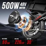 Spacewalk Folding Ebikes for Adults - H5-pro with 500W Motor, 48V Battery, 15 MPH, 37 Miles PAS Range, Rear Seat, 14" Foldable Electric Bikes for Adults/Teens