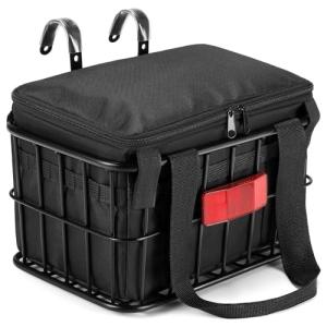 CDYWD Bike Basket Front for Men & Women, Large Bicycle Front Basket for Adult Bikes with Removable Liner Bag, Heavy Metal Bike Cargo Basket for Ebike, Electric Bike, Mountain Bike, City Bike, Cruiser