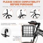 CDYWD Bike Basket Front for Men & Women, Large Bicycle Front Basket for Adult Bikes with Removable Liner Bag, Heavy Metal Bike Cargo Basket for Ebike, Electric Bike, Mountain Bike, City Bike, Cruiser