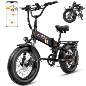 Jasion Hunter Pro Electric Bike for Adults, 1800W Peak Motor, up to 30+MPH 80 Miles,720WH Removable Battery Folding Ebike,App Control & Full Suspension,20''*4.0 Fat Tire, Dual Hydraulic Brakes Bicycle