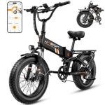 Jasion Hunter Pro Electric Bike for Adults, 1800W Peak Motor, up to 30+MPH 80 Miles,720WH Removable Battery Folding Ebike,App Control & Full Suspension,20''*4.0 Fat Tire, Dual Hydraulic Brakes Bicycle