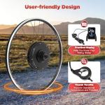 48V 1000W Rear Hub Motor Electric Bike Conversion Kit for 28/29 Inch/700C Rear Wheel Drive Engine Ebike Conversion Kit with LCD Display&Pedal Assist Sensor