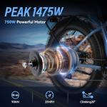 Wooken Gale Electric Bike for Adults, 26" x 4.0 Fat Tire Electric Bike,Peak 1500W Motor Ebike with 48V 720WH Removable Battery,20MPH Ebikes Up to 60Miles,7 Speed,SGS Certified to UL2849