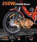 Adult Electric Tricycle, Electric Tricycle, Two-Seater Mobility Vehicle, Tricycle That can Carry Passengers, with Shopping cart, 48V 13Ah Lithium Battery (Orange)