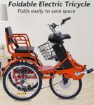 Adult Electric Tricycle, Electric Tricycle, Two-Seater Mobility Vehicle, Tricycle That can Carry Passengers, with Shopping cart, 48V 13Ah Lithium Battery (Orange)