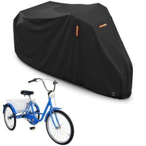 STARTWO Adult Tricycle Electric Trike Cover, Bike Storage Outdoor Waterproof, Windproof Bicycle Protective, Dustproof Bike Covers Black