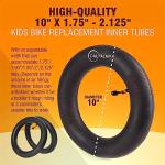 (2-Pack) 10x2 Replacement Inner Tubes 10" x 1.95/2.125 with 2 Levers | Compatible with Bike Schwinn Trike Roadster/Tricycle/BoB Revolution Motion - Made from BPA/Latex Free Quality Butyl Rubber