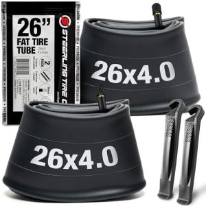 26x4.0 Fat Bike Tube Set (2 Pack) - Premium Replacement for E-Bikes with 26x4.0 Fat Bike Tires Tube Wheels. Schrader Valve with 2 Tire Levers Included. Inner Tube for 26 inch Ebike Electric Bicycle