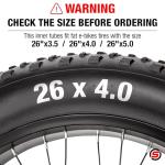 26x4.0 Fat Bike Tube Set (2 Pack) - Premium Replacement for E-Bikes with 26x4.0 Fat Bike Tires Tube Wheels. Schrader Valve with 2 Tire Levers Included. Inner Tube for 26 inch Ebike Electric Bicycle