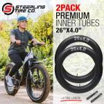 26x4.0 Fat Bike Tube Set (2 Pack) - Premium Replacement for E-Bikes with 26x4.0 Fat Bike Tires Tube Wheels. Schrader Valve with 2 Tire Levers Included. Inner Tube for 26 inch Ebike Electric Bicycle