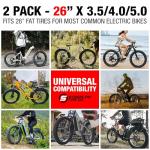 26x4.0 Fat Bike Tube Set (2 Pack) - Premium Replacement for E-Bikes with 26x4.0 Fat Bike Tires Tube Wheels. Schrader Valve with 2 Tire Levers Included. Inner Tube for 26 inch Ebike Electric Bicycle
