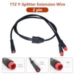 1T2 Y-Splitter Extension Wire with Julet Type 2pin Connector for Bike Headlight Cable in eBike Conversion Kits (2pin, 7" in Length, 2 Male to 1 Femal)