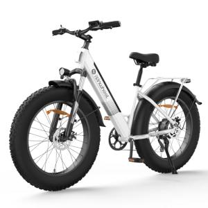isinwheel M60 Electric Bike for Adults 750W 28mph Ebike with 48V 13Ah Removable Battery, USB Charging Port, 7 Speed Gearshift, 26"×4" Fat Tire Electric Bicycles, Step Thru Cruiser E Bike