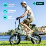 Gotrax S3 Electric Bike, 16x3.0 Fat Tire Electric Bicycle for Adults, 750W Peak Motor, Max Range 25 Miles, Up to 20 MPH, Removable Battery, Adjustable Seat, Folding Electric Bike for Adults/Teens 13+