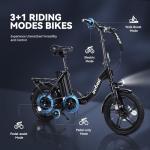 Qlife Cityrun Folding Ebike, 16" Electric Bike for Adults with Speed 20MPH Peak 500W Motor, Max Range 30 Miles, 36V 280.8Wh UL2849 Certified Removable Battery, Mini Foldable E-Bikes with Black