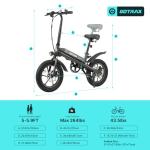 Gotrax S3 Electric Bike, 16x3.0 Fat Tire Electric Bicycle for Adults, 750W Peak Motor, Max Range 25 Miles, Up to 20 MPH, Removable Battery, Adjustable Seat, Folding Electric Bike for Adults/Teens 13+