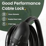 Titanker Bike Lock, Bicycle Lock 4 Feet Cable Lock 1/2 Inch Resettable Bike Locks Combination with Mounting Bracket, Bike Accessories for Bicycle, Electric Scooter, Motorcycle, Black