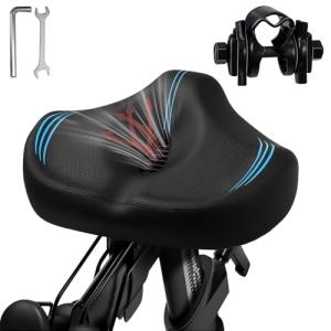 Upgrade Oversize Bike Seat for Men Women, Extra Wide Noseless Bicycle Seat Cushion, Waterproof Comfort Memory Foam Bike Saddle Fit for Peloton Bikes, Exercise Bike, EBikes, City Bike (Width: 12.2in)