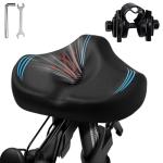Upgrade Oversize Bike Seat for Men Women, Extra Wide Noseless Bicycle Seat Cushion, Waterproof Comfort Memory Foam Bike Saddle Fit for Peloton Bikes, Exercise Bike, EBikes, City Bike (Width: 12.2in)