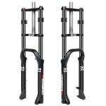 BUCKLOS 26 inch 4.0" Fat Tire E-Bike Suspension Fork, 180mm Travel Spacing Hub 135mm 1-1/8" Straight MTB 9mm QR Electric Bicycle Oil Double Shoulder Disc Brake Front Fork, Snow Beach Mountain Bike