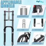 BUCKLOS 26 inch 4.0" Fat Tire E-Bike Suspension Fork, 180mm Travel Spacing Hub 135mm 1-1/8" Straight MTB 9mm QR Electric Bicycle Oil Double Shoulder Disc Brake Front Fork, Snow Beach Mountain Bike