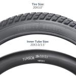 2 PCS 20" E-Bike Fat Tires 20 x 3.0 (76-406) and 2 PCS Heavy Duty Bike Tubes 20x3.0/3.5 AV32mm Schrader Valve Compatible with 20x3 All-Terrain Directional Tread Bicycle Tires and Tubes (Y-1136)