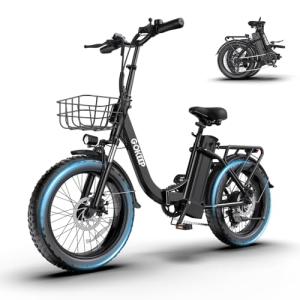 GOKEEP 1300W Folding Electric Bike, 75 Miles Range, 52V 13Ah Removable Battery, 20" Fat Tire & Front Suspension Electric Bicycles, 28MPH 7-Speed Commuter Ebike, Max 330LBS, UL2849 Certified, Black