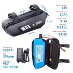 Airuxuan 48V Ebike Battery 10Ah Electric Bike Battery with Waterproof Case,54.6V 2A Charger, XT60 Connector and BMS for 100-800W Electric Bicycles Motor