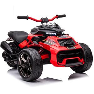 ARIBLL 24V Kids Electric Tricycle Motorcycle Toy,Ride on Motorcycle for Kids,2 Speeds with Headlights, Music and Battery Powered Pedals for Boys and Girls (Red)