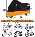 Premium Adult Tricycle Cover, Fit All 3-Wheel Bike or Motorcycles Outdoor and Indoor Storage, 104" L x 43.3" W x 49" H (Black & Orange)