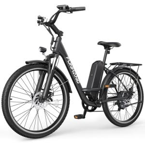 Funhang Electric Bike for Adults, 1000W Peak Ebike, 21.7MPH 50Miles City Cruiser Ebikes, 26" Step Thru Electric Bicycle with 48V Removable Battery, Adjustable Stem, Rear Rack,7 Speed, UL2849 Certified