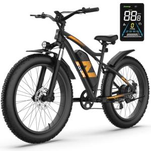 ZDZA Electric Bike, 26"x4.0" Fat Tire Ebike for Adults, 1500W Peak Motor, Electric Mountain Bike, 28 mph Top Speed, E Bike with LCD Colorful Display, 7 Speed and Dual Suspension (Black)