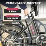 Windone E20 Electric Bike for Adults, Max 20 MPH Speed & 40 Miles Range, 20''×3.0'' Tire and 350W Motor Electric Bicycle, 7 Speed Shimano for Urban Commuters, Removable Battery, Ebike