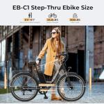 Funhang Electric Bike for Adults, 1000W Peak Ebike, 21.7MPH 50Miles City Cruiser Ebikes, 26" Step Thru Electric Bicycle with 48V Removable Battery, Adjustable Stem, Rear Rack,7 Speed, UL2849 Certified