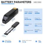 LGECOLFP 48V Ebike Battery 48V 10AH Lithium ion Battery Pack with 3A Fast Charger 30A BMS Fit for Electric Bicycle Bike 1000W-250W Motor