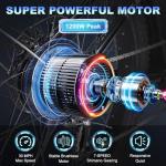 GELEISEN Electric Bike for Adults, 1200W Peak 30MPH Electric City Cruiser Bicycle, 26" x 3.0 Fat Tire Step-Thru Ebike with 48V 16AH Removable Battery, 7-Speed Folding Electric Commuter Bike (Green)