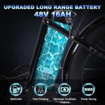 GELEISEN Electric Bike for Adults, 1200W Peak 30MPH Electric City Cruiser Bicycle, 26" x 3.0 Fat Tire Step-Thru Ebike with 48V 16AH Removable Battery, 7-Speed Folding Electric Commuter Bike (Green)